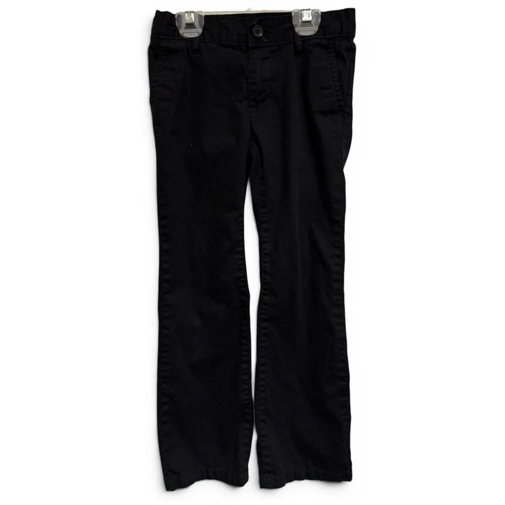 Children's Place Black Chino Pants Girls 6X 7 Straight‎ Leg Adjustable Uniform